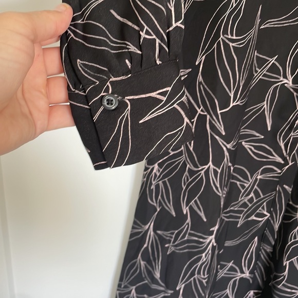 A New Day Black Midi Dress with Blush Leaf Pattern - Picture 4 of 8
